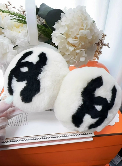 Chanel coco neige black & White earmuffs