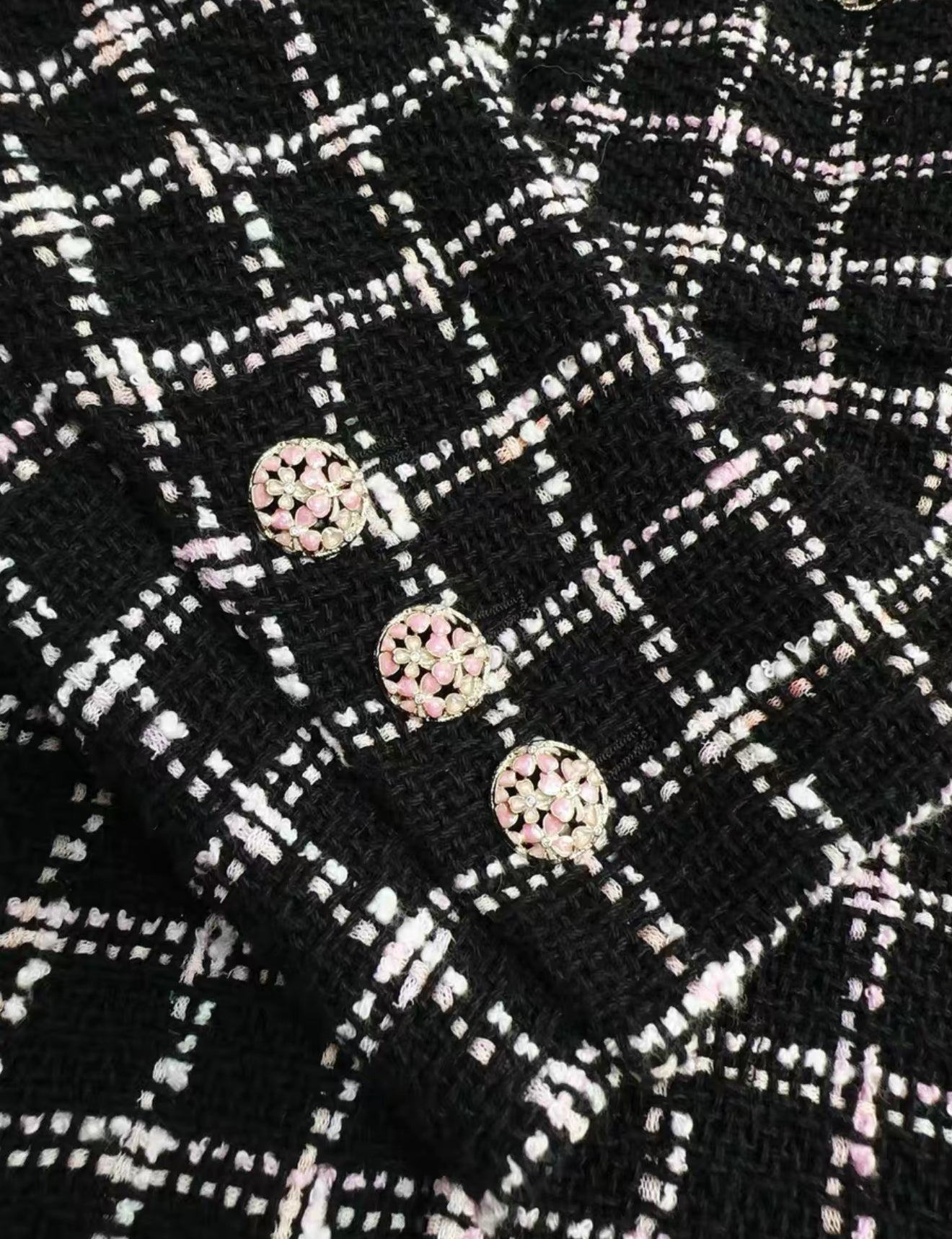 Chanel 24S black and pink tweed hooded long coat