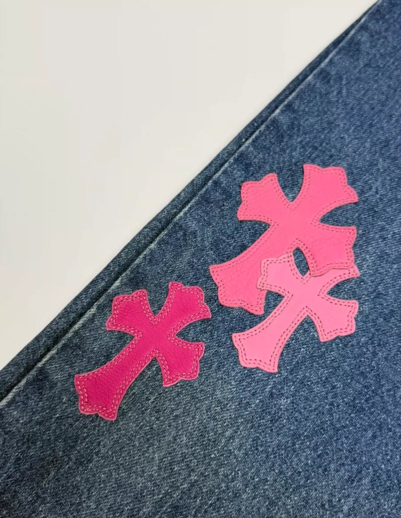 CHROME HEARTS PINK TRICOLOR PATCH DENIM Limited Edition