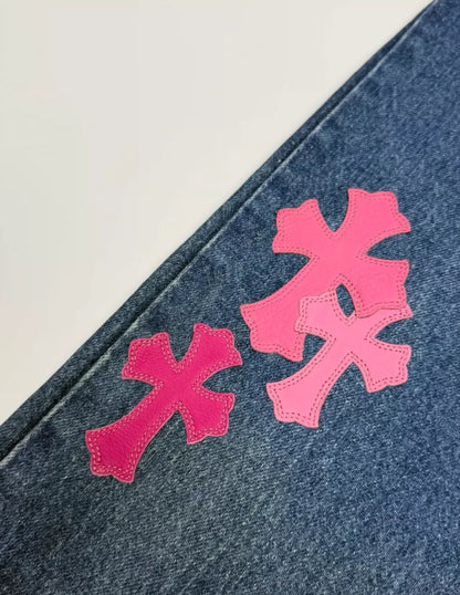 CHROME HEARTS PINK TRICOLOR PATCH DENIM Limited Edition