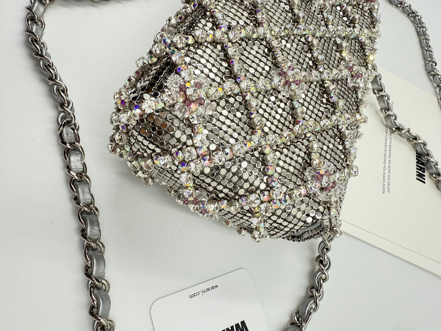 Chanel 22 diamond quilting silver-tone CC Mini Flap Bag
