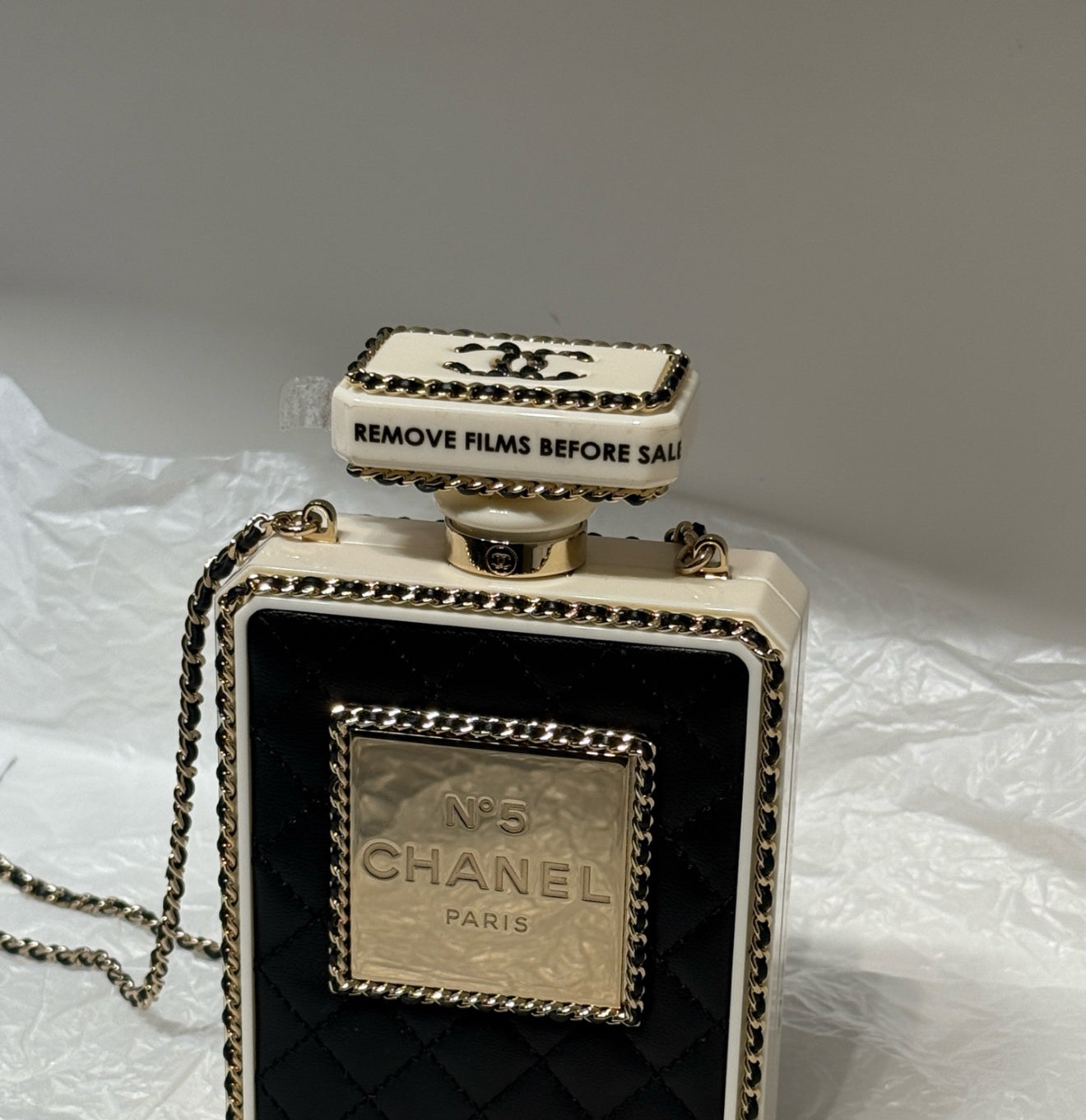 Chanel 22S limited edition Black Quilted Leather Perfume Bottle Minaudiere Gold Hardware