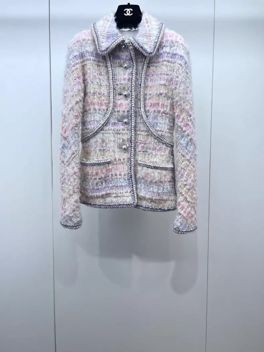 Chanel 17K pink ecru Mixed Colour tweed Jacket
