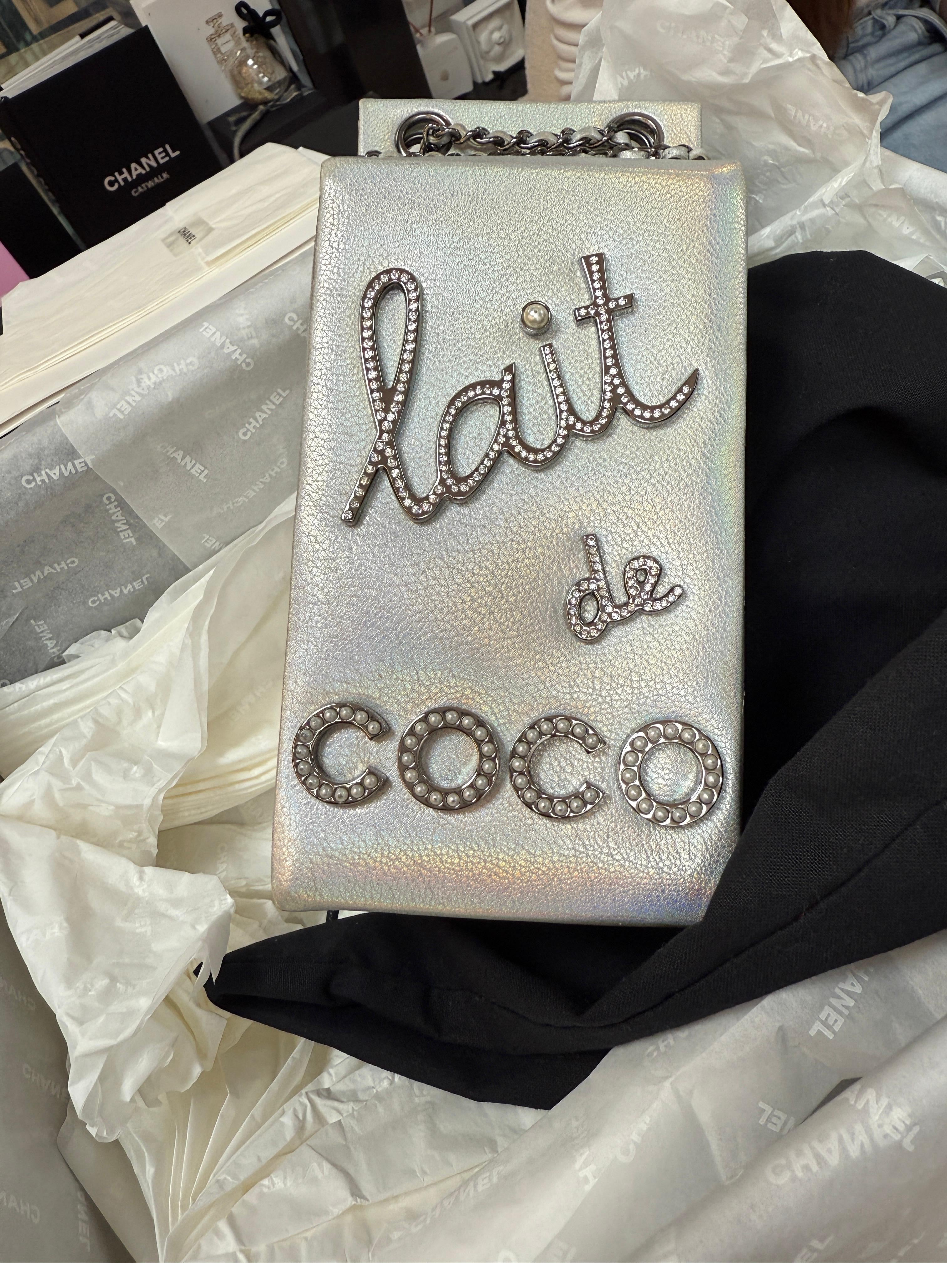 Chanel Iridescent Silver Lait de Coco Milk Carton Bag – Wararni.com
