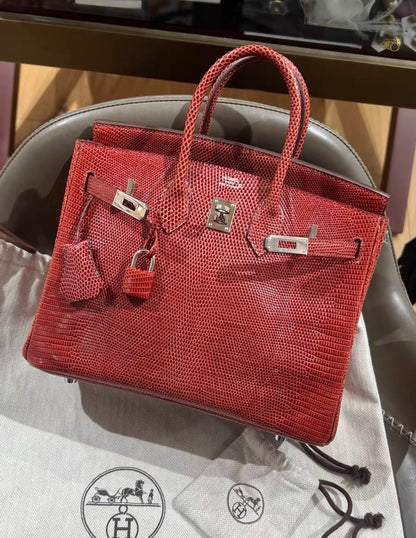 Hermès Birkin 25 Red Lizard Palladium Hardware