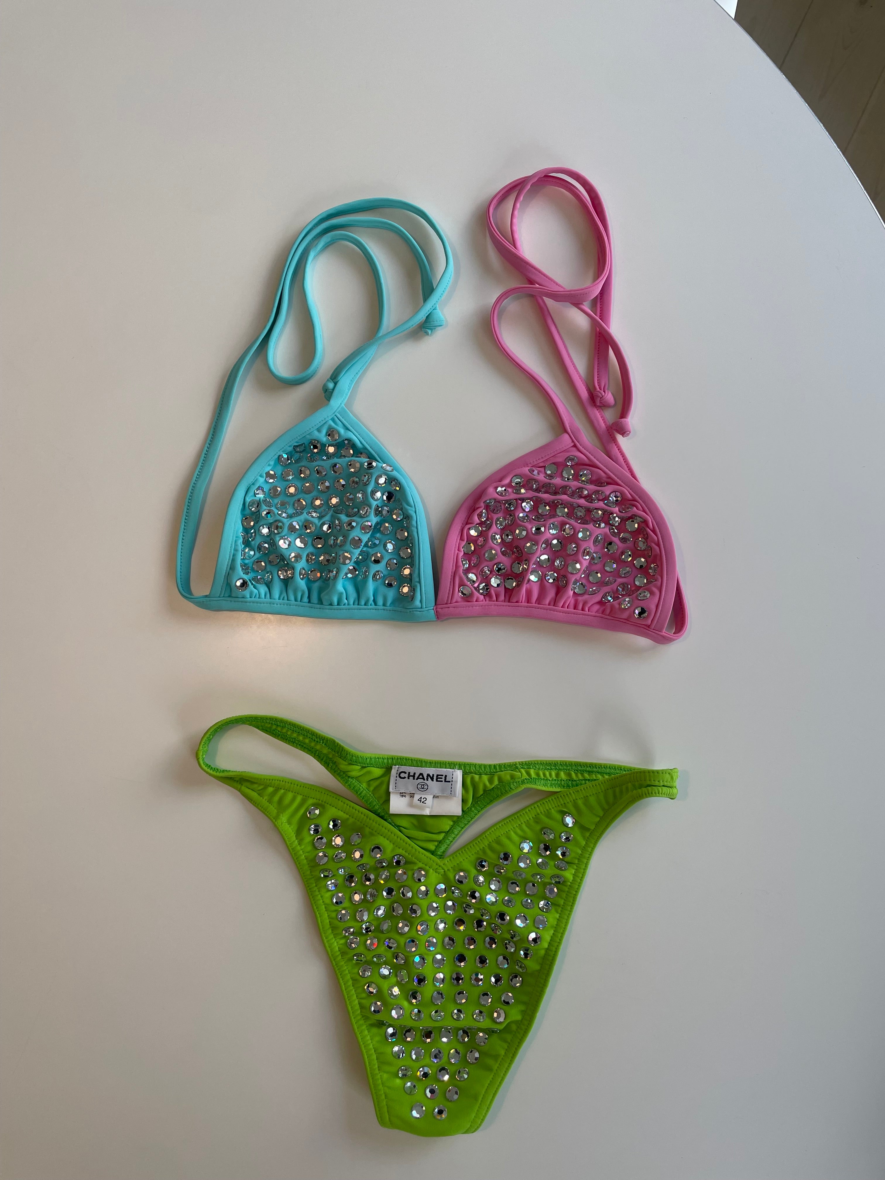 Chanel Vintage 1995 Barbie 3 Color Crystal Bikini | Rare