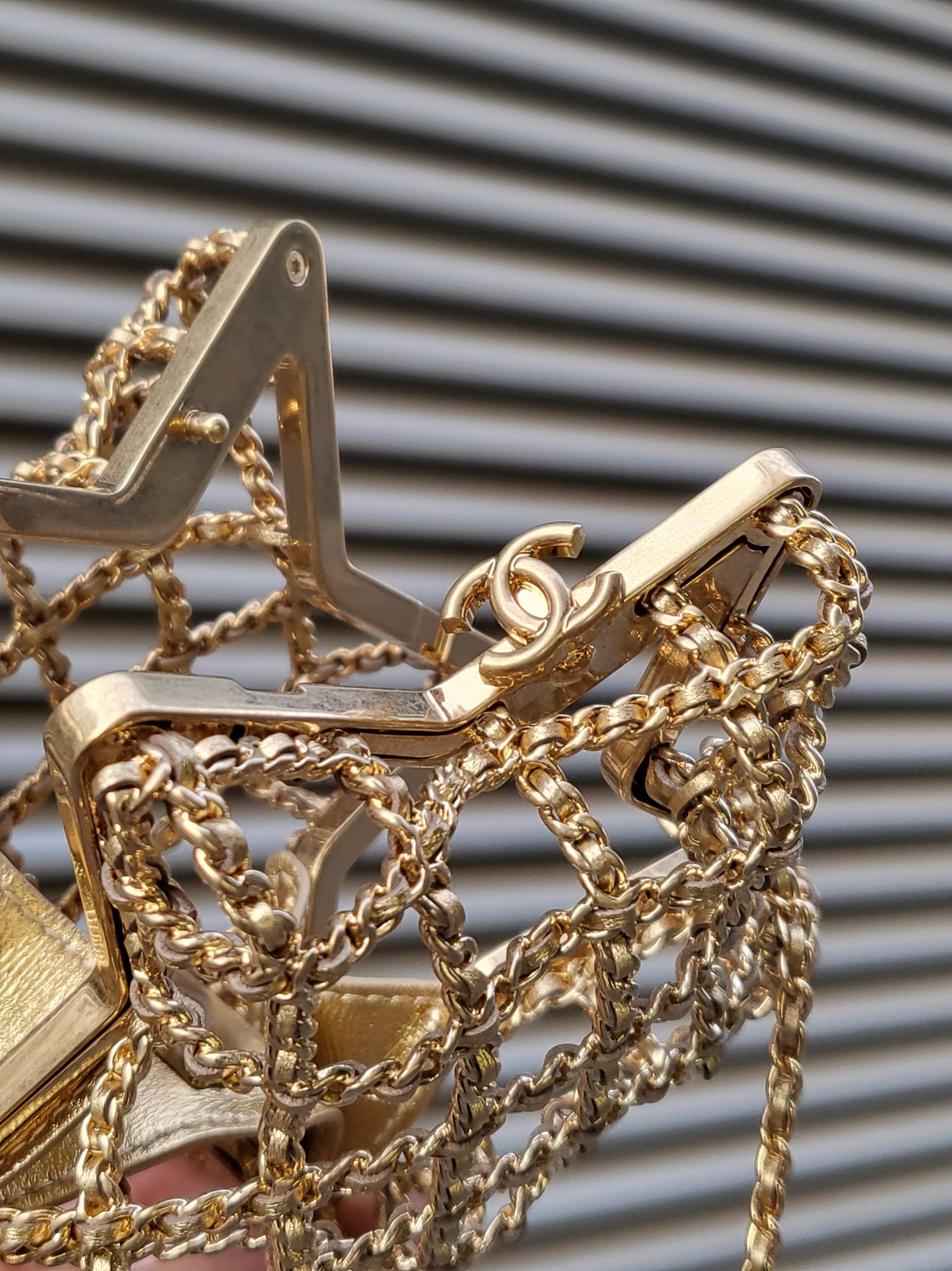 Rare CHANEL 23S Star Minaudiere Gold Evening Bag – Wararni.com