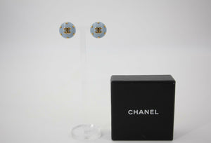 Chanel 96C Resin Light Blue Bean Clip-on Earrings