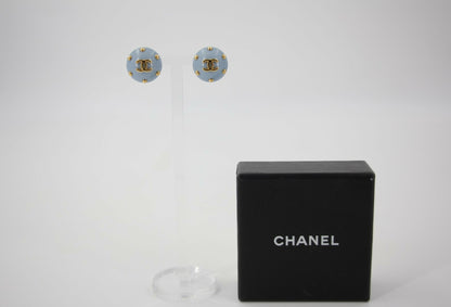 Chanel 96C Resin Light Blue Bean Clip-on Earrings