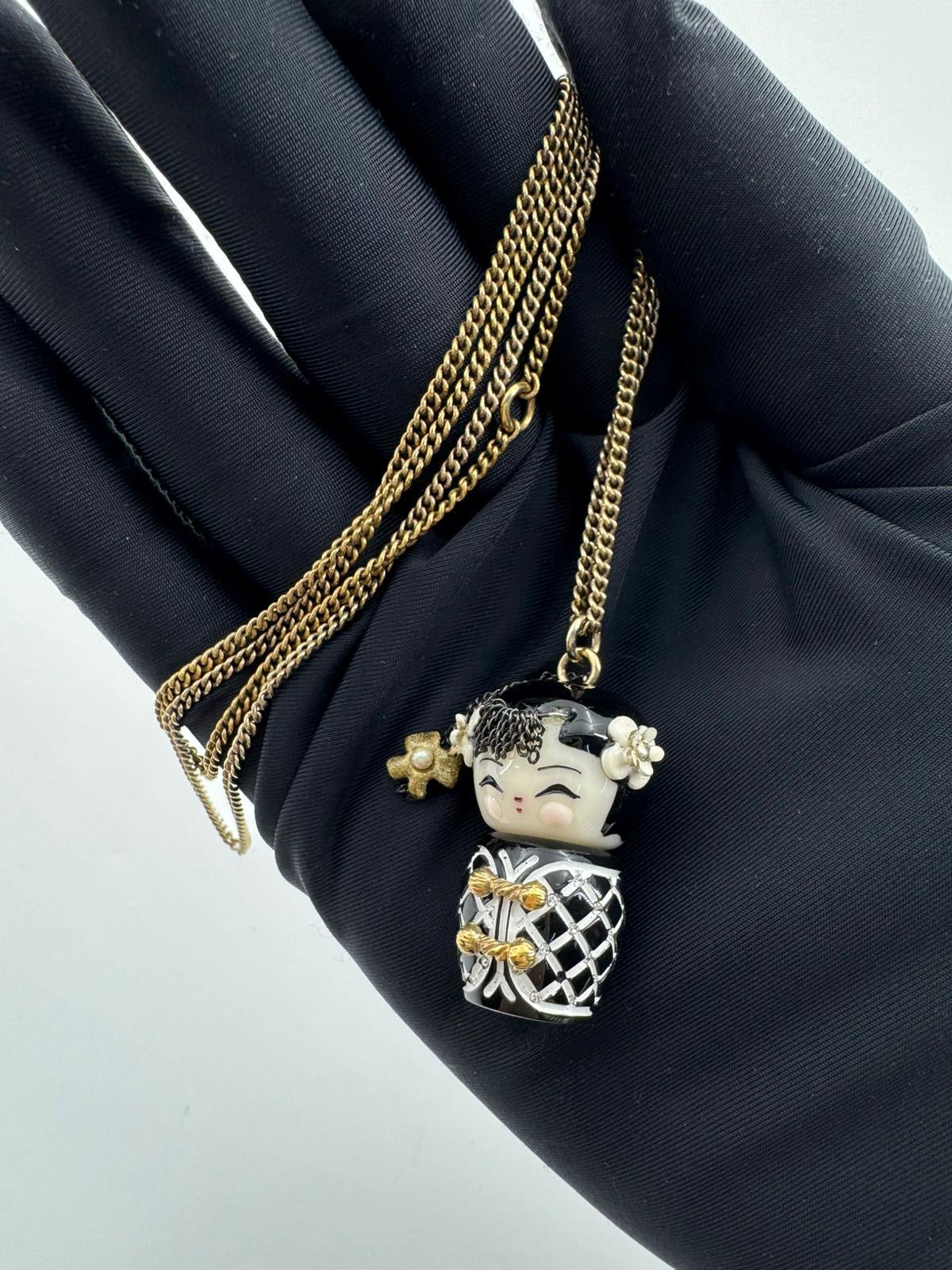 Chanel 10A Double C Acrylic Porcelain shanghai Doll Necklace