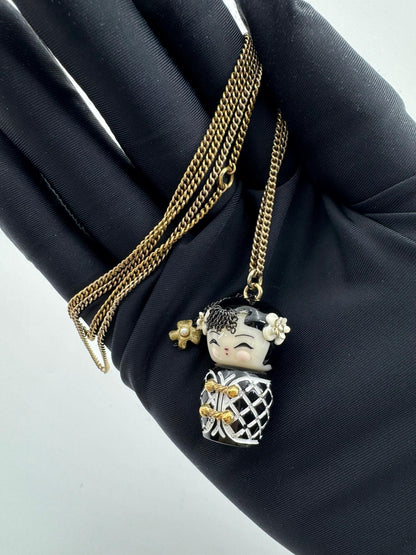 Chanel 10A Double C Acrylic Porcelain shanghai Doll Necklace