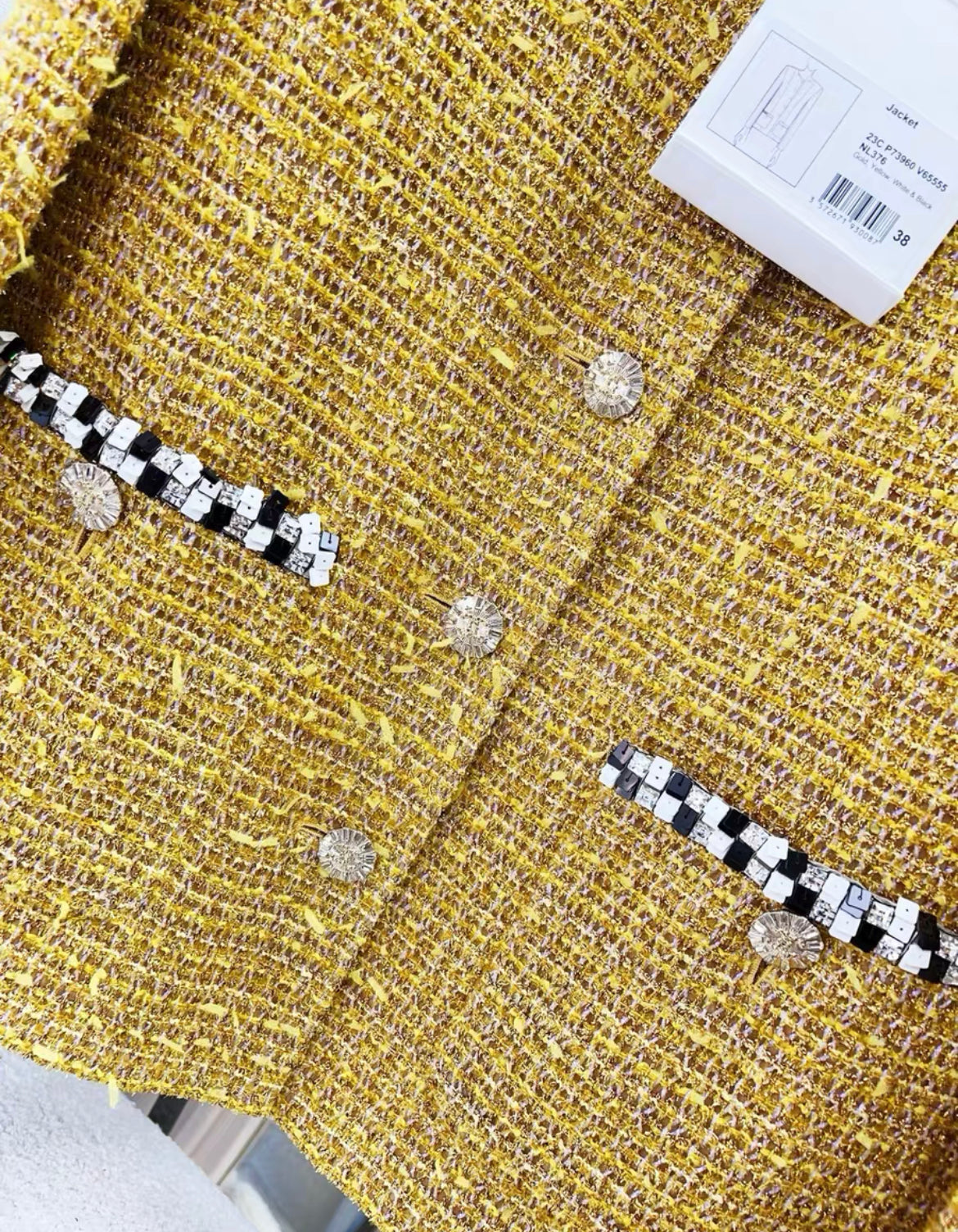 Chanel 23C Gold yellow tweed jacket size 38