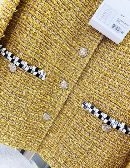 Chanel 23C Gold yellow tweed jacket size 38