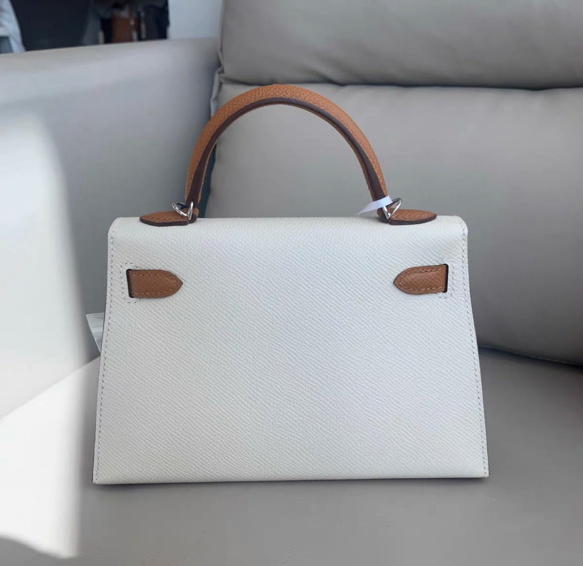 Hermès Mini Kelly 20 Nata and Gold Epsom Leather Palladium Hardware