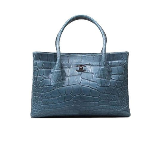 Rare Chanel Blue Crocodile Top Handle Bag