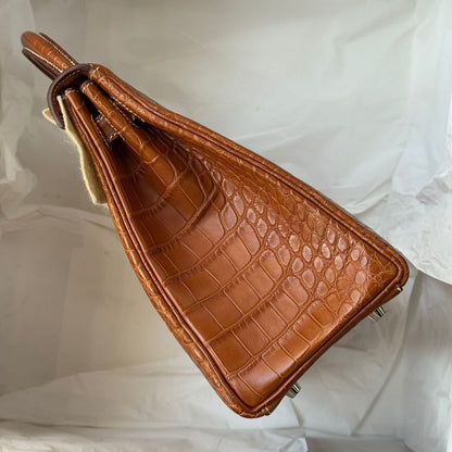 Hermes Kelly 32 Matte Crocodile Fauve Barenia Leather palladium hardware