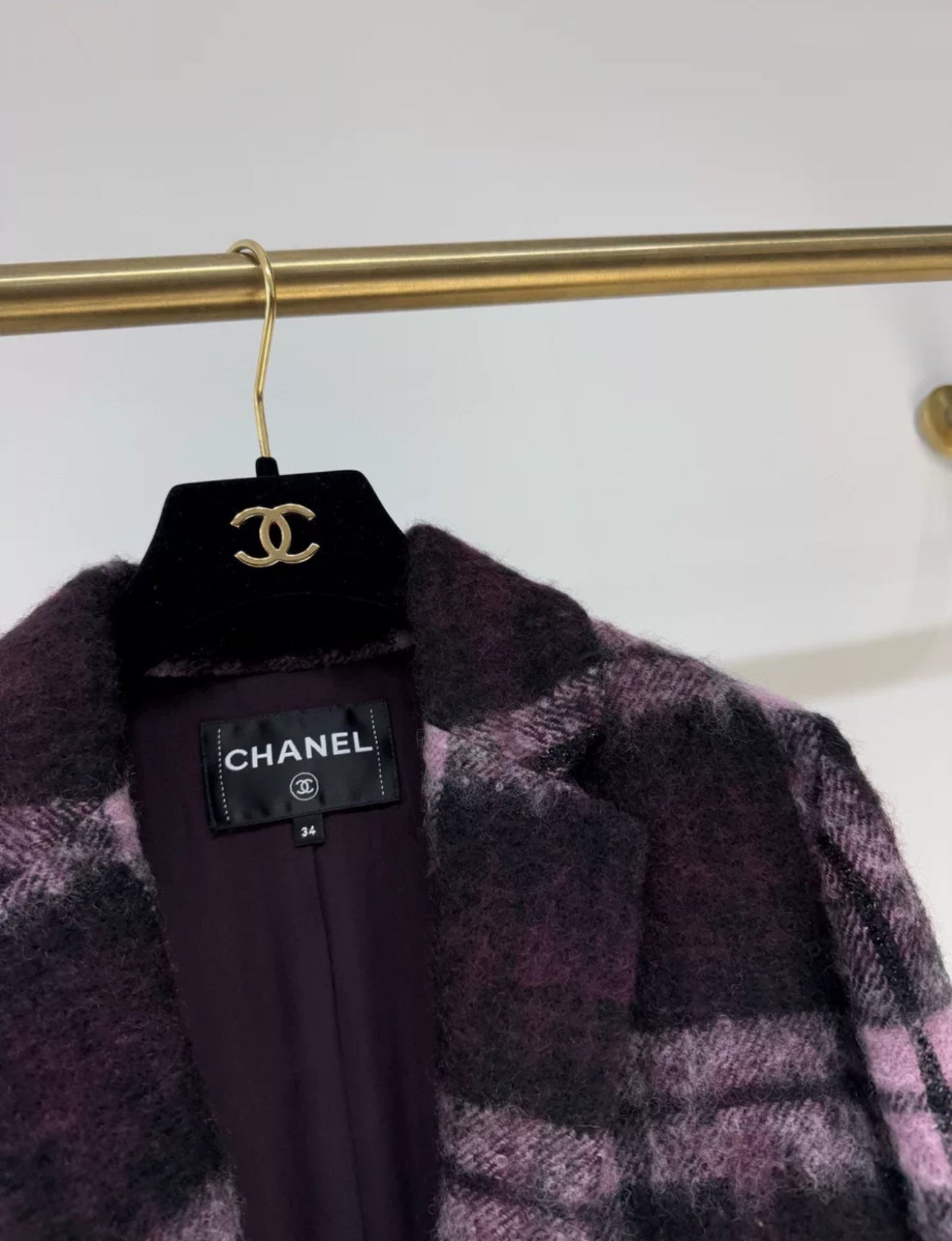 Chanel 24A pink & black wool coat