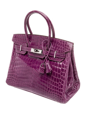 Hermès Birkin 30 Anemone Shiny Niloticus Crocodile Leather Palladium Hardware