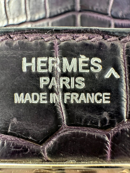 Hermes Birkin HAC 40 Matte Dark Purple Alligator Leather palladium hardware