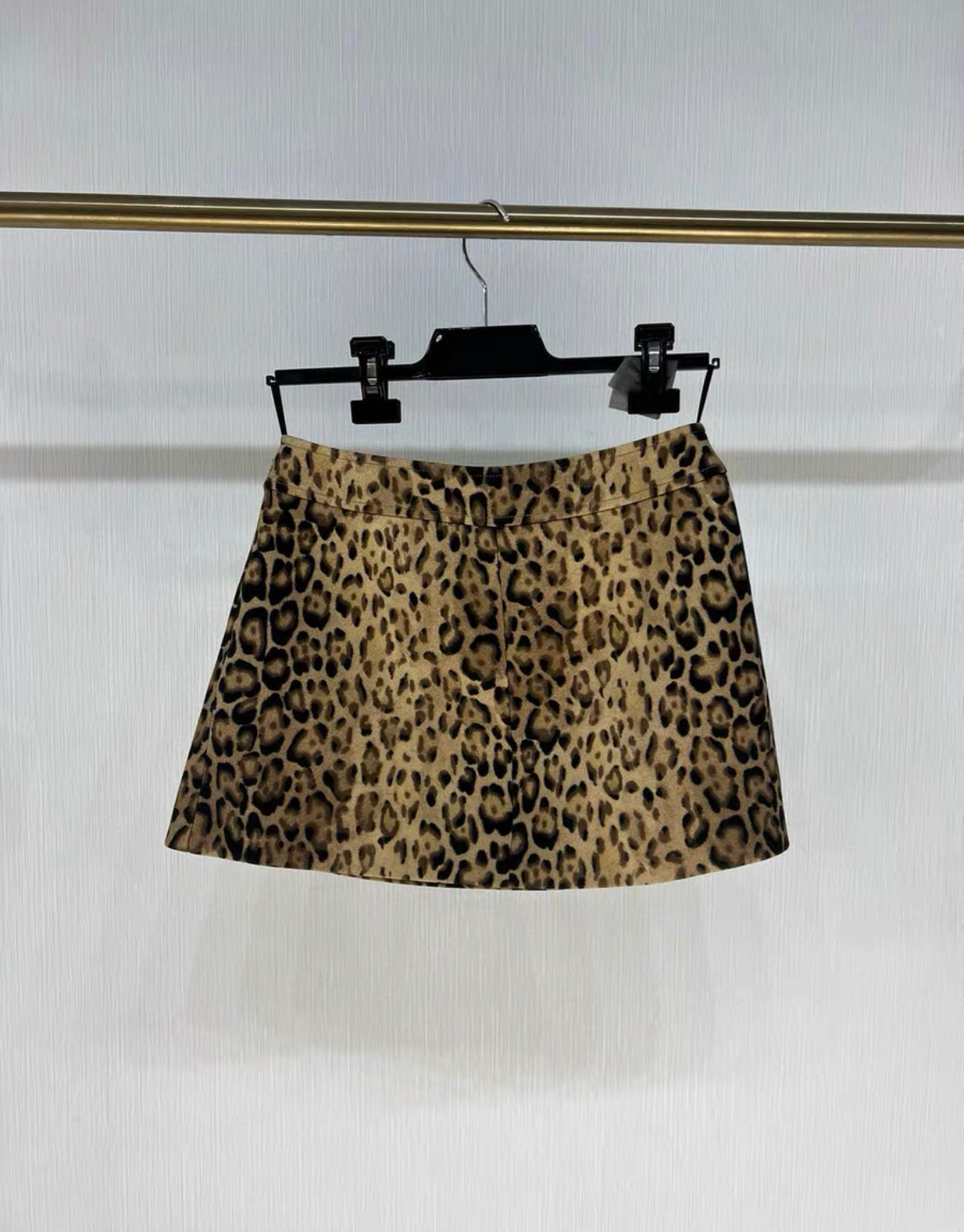 CELINE Leopard Bandeau mini skirt in double wool size 38