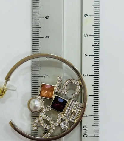 Chanel 2023 Multicolor Gold N 5 Timeless Large Hoop Earrings