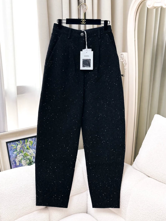 Chanel 21b black tweed harem pants