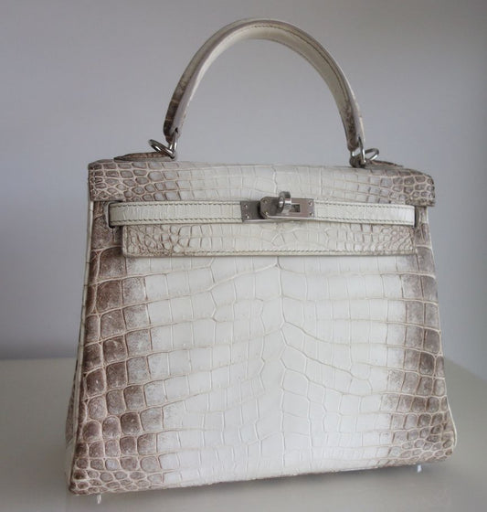 Hermès Kelly Retourne 25 Himalaya Niloticus Crocodile Palladium Hardware