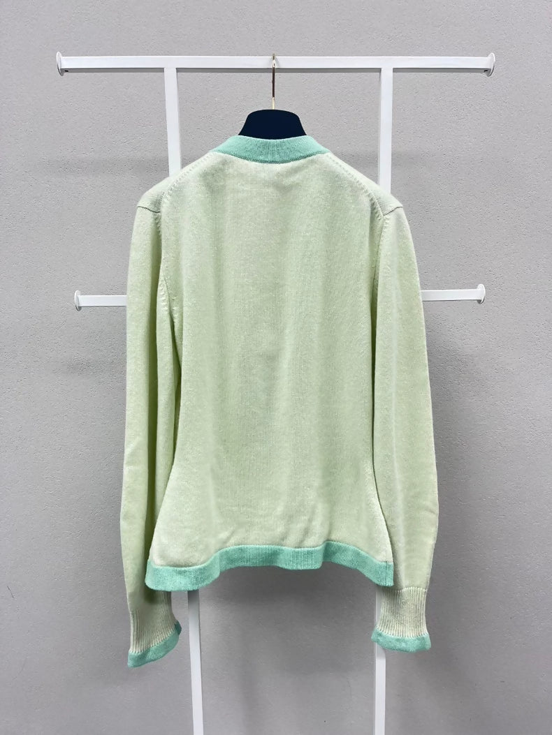 Chanel 23s green cashmere cardigan