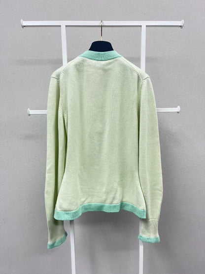 Chanel 23s green cashmere cardigan