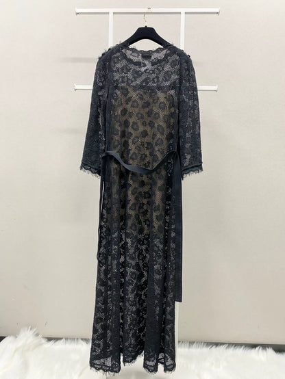 Chanel 22S Black Lace Maxi Dress