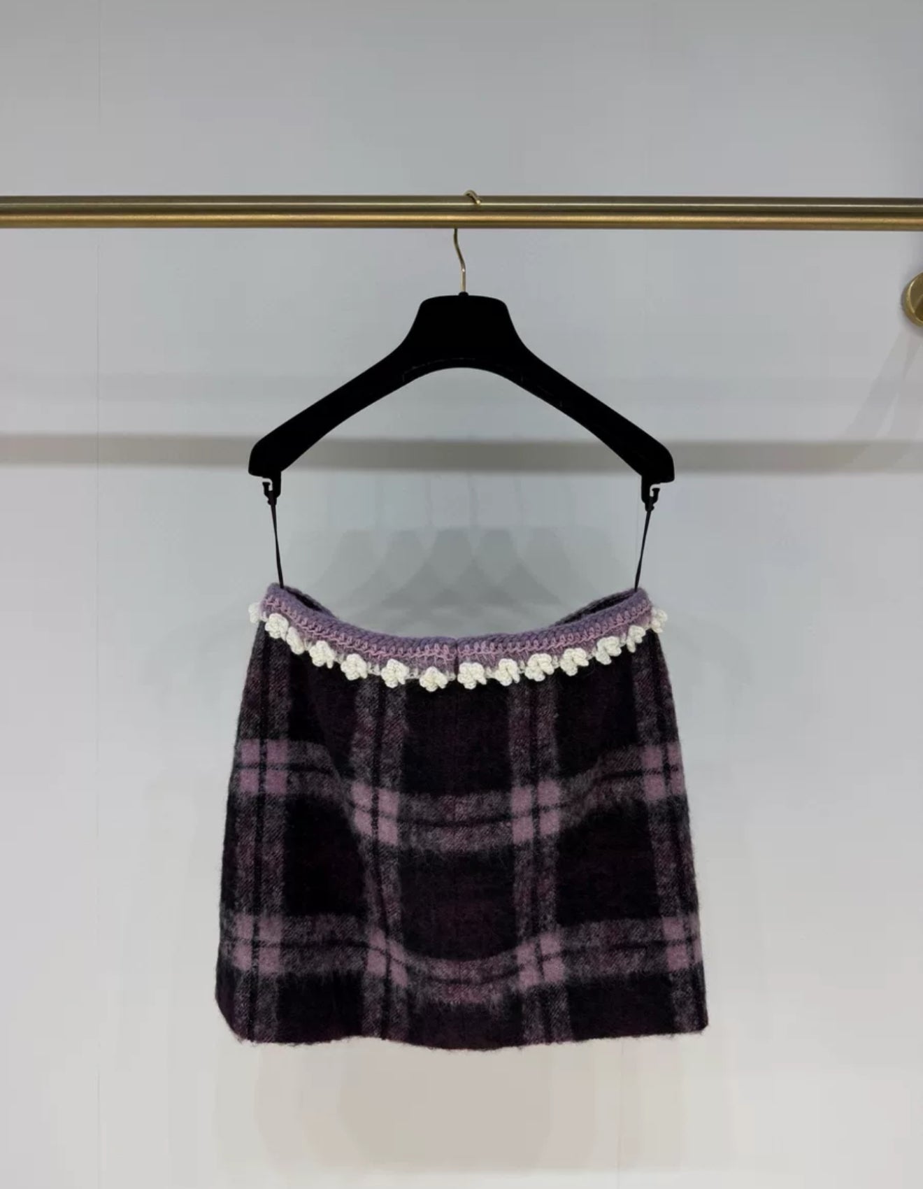 Chanel 24A pink & black wool skirt