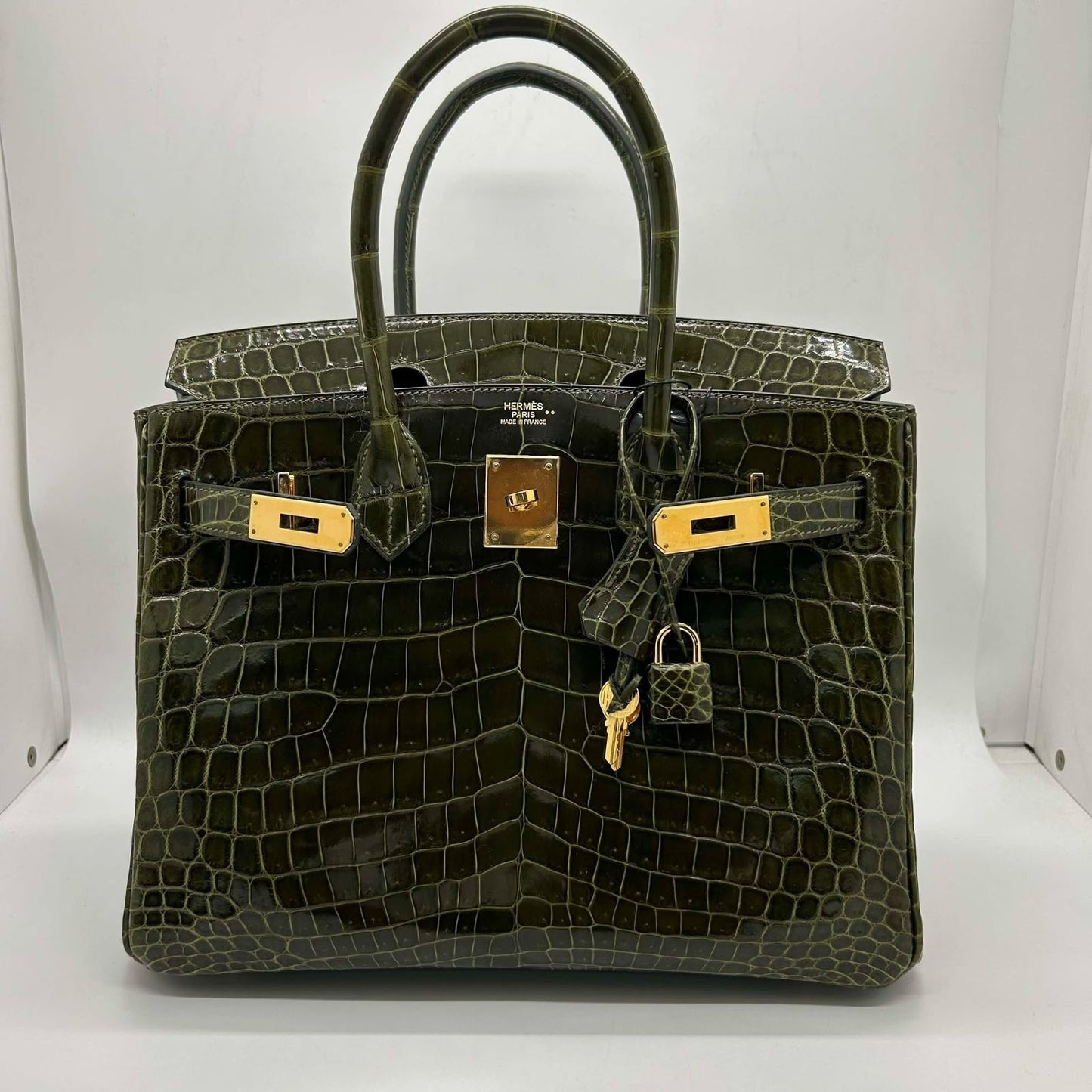 Hermes Birkin 30 Vert Veronese Shiny Niloticus Gold hardware