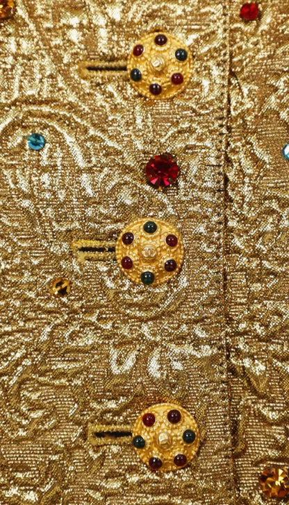 Chanel 1996 Runway gold Jacket with Colorful Gemstone and Glass Buttons