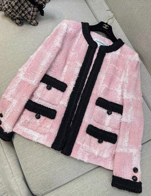 Chanel 22C Pink & black tweed jacket