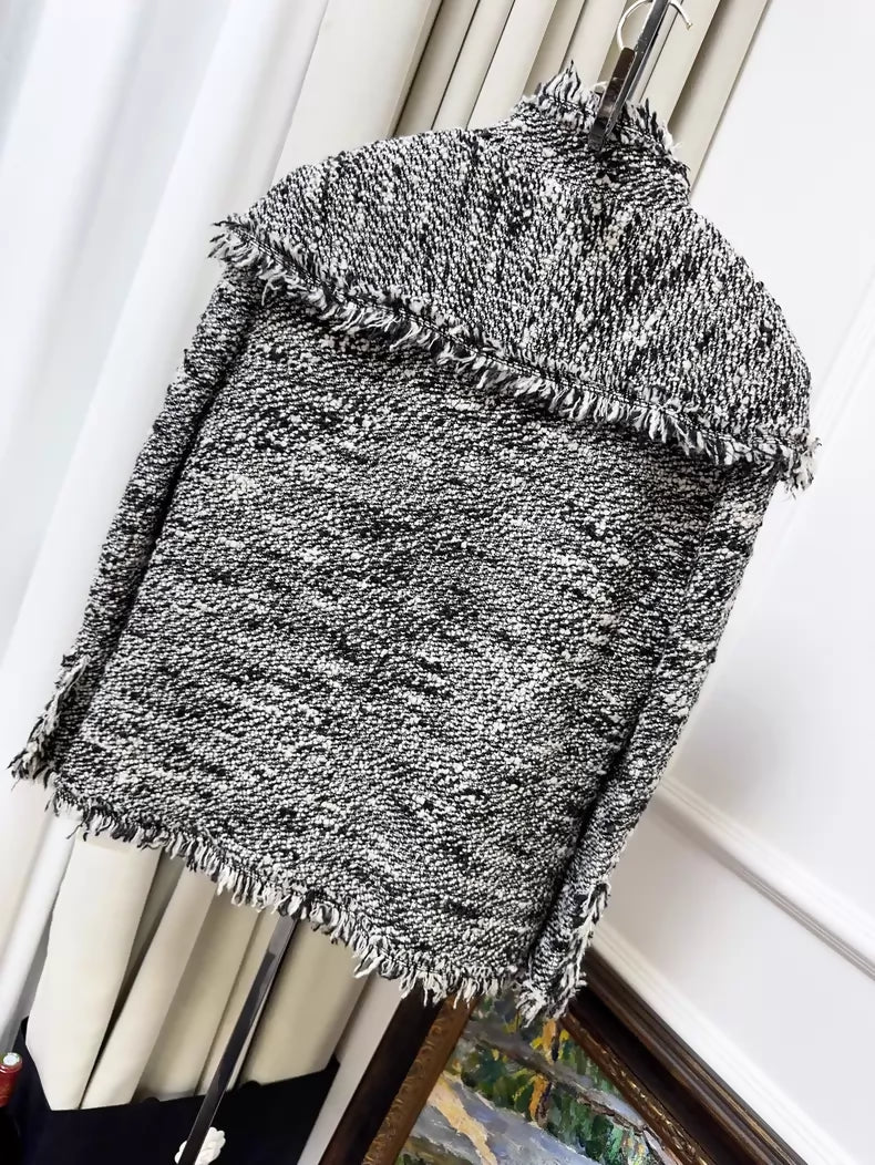 Chanel 04A black and white tweed jacket