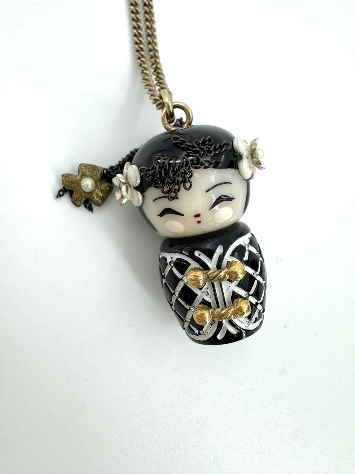 Chanel 10A Double C Acrylic Porcelain shanghai Doll Necklace