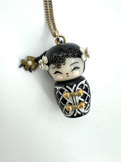 Chanel 10A Double C Acrylic Porcelain shanghai Doll Necklace