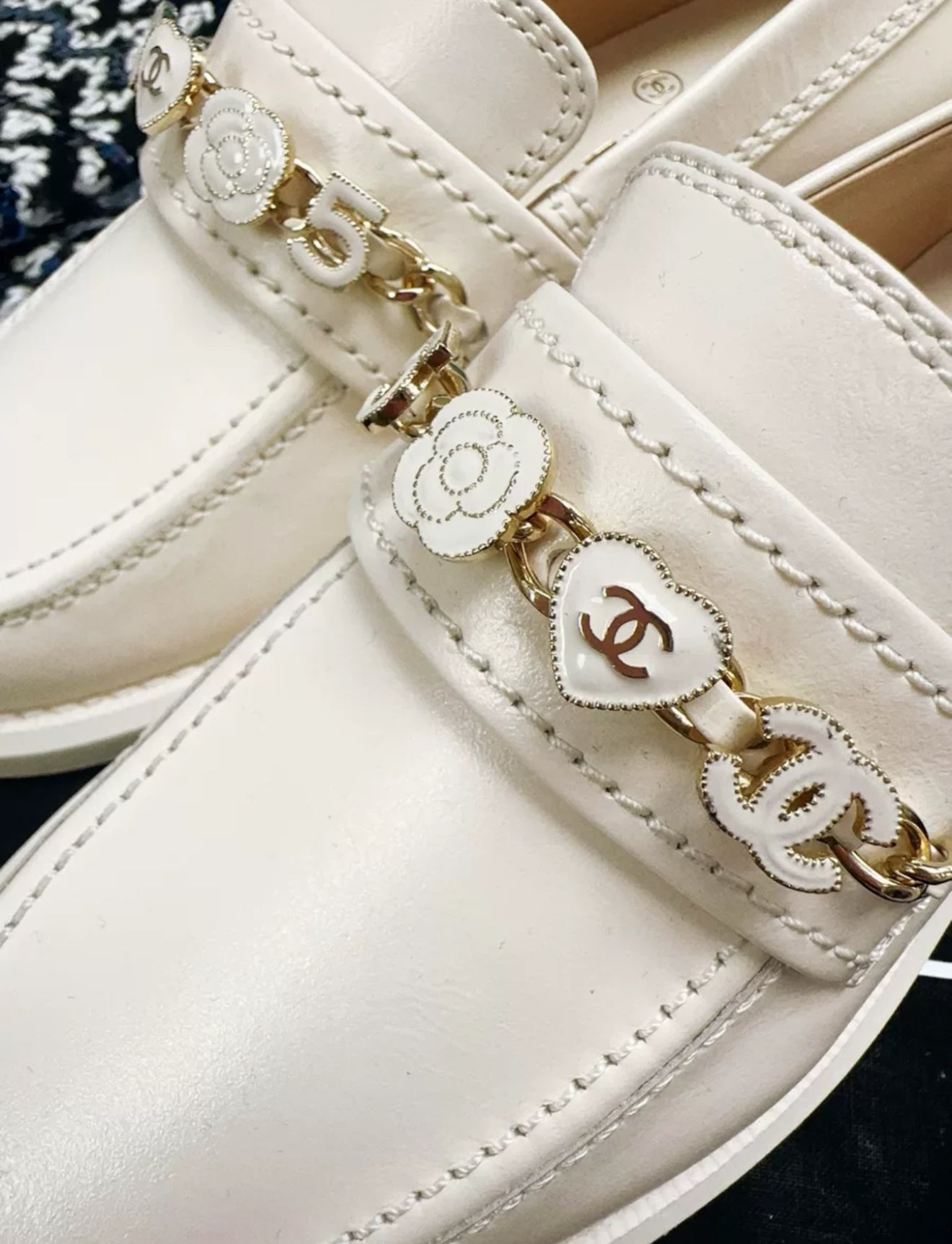 Chanel 24A Beige Leather Loafers