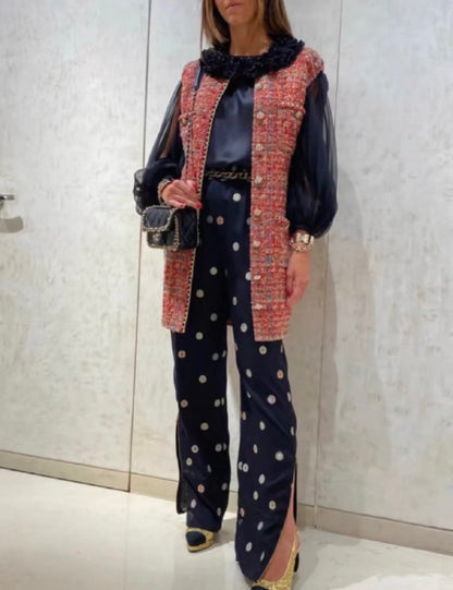 Chanel 21A black wide leg pant