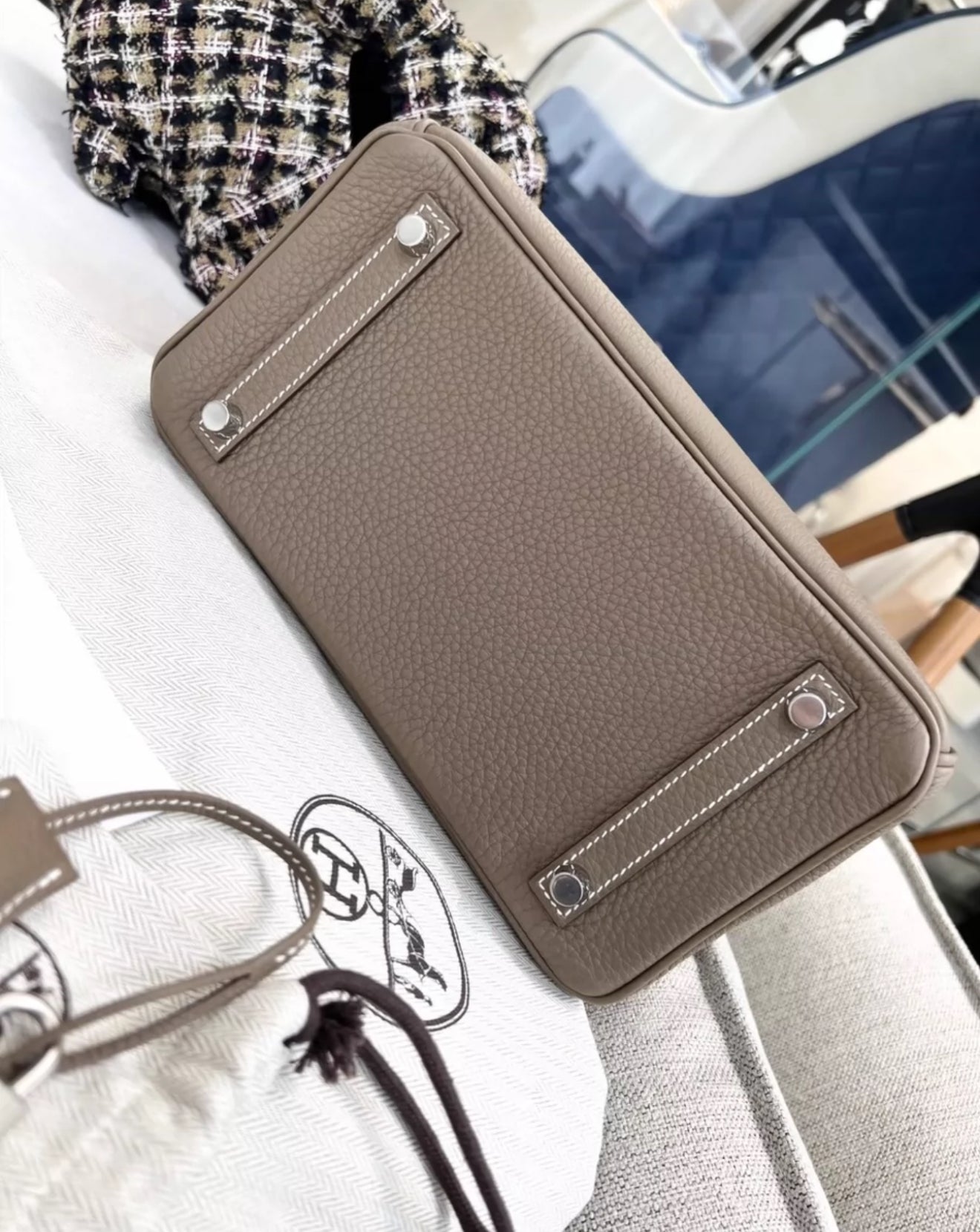 Hermes Birkin 25 Étoupe Togo Leather Brushed Palladium Hardware