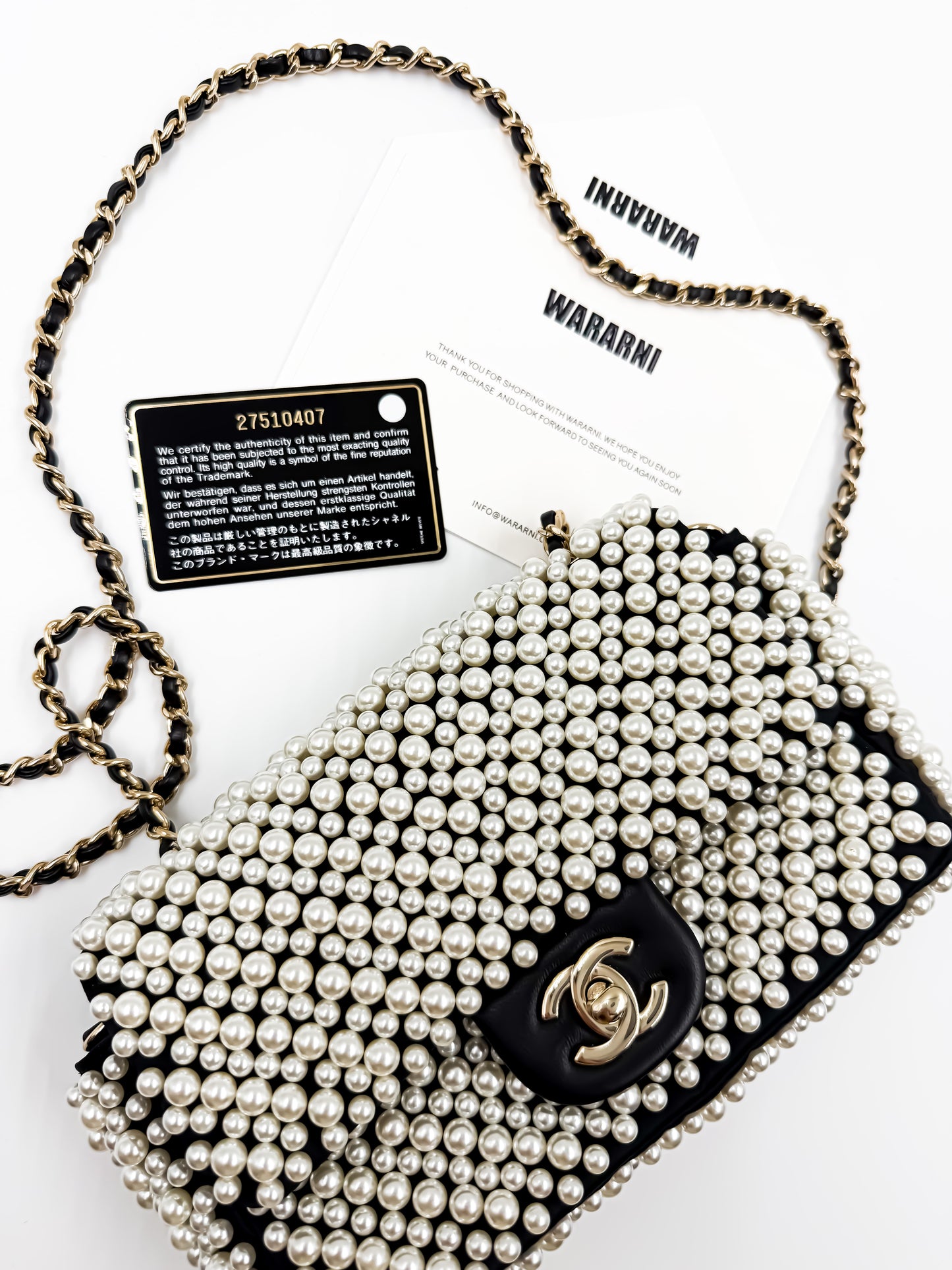 Chanel 19S Pearl-Embellished Mini Rectangular Flap Bag