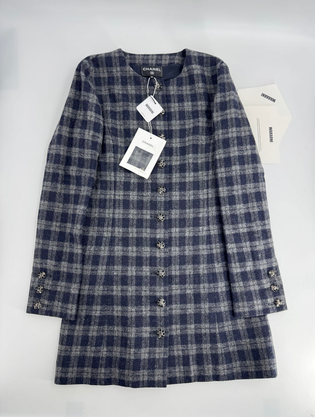 Chanel 22K Navy Blue & Gray Wool dress