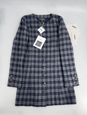 Chanel 22K Navy Blue & Gray Wool dress