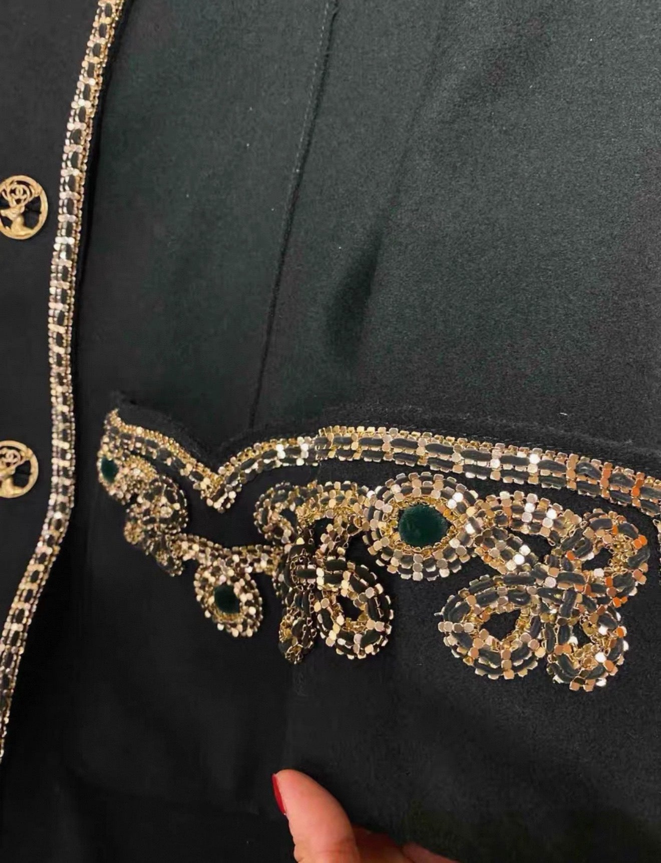 Chanel 15a Salzburg military green embroidered coat, size FR42