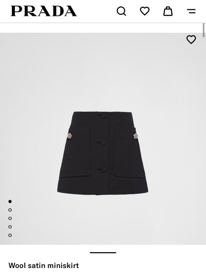 Prada 24SS Wool satin miniskirt size 38