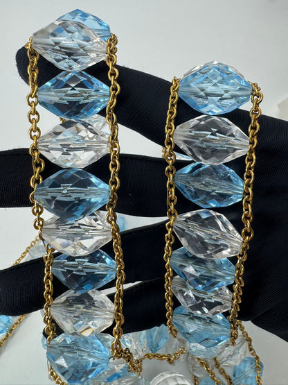 Chanel 1997 Runway Vintage Rare Blue Clutch Minaudière Bag