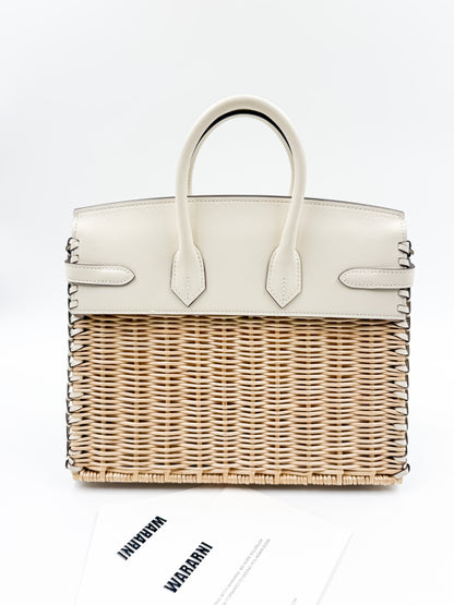 Limited Edition Hermes Birkin 25 Picnic Nata Palladium Hardware