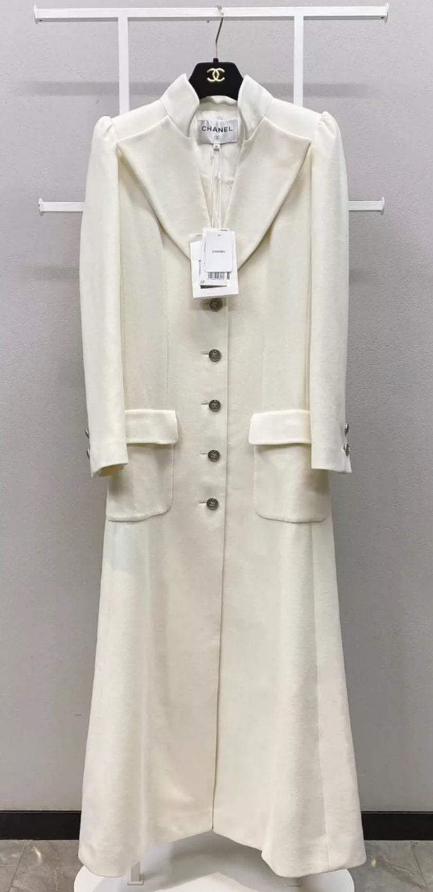 Chanel 21A Wool, Cashmere Ecru Coat