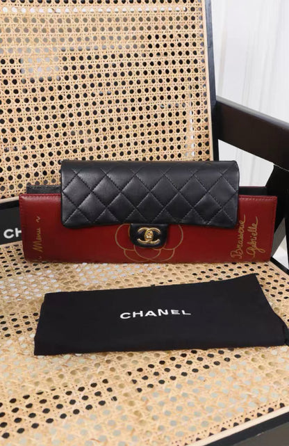 CHANEL 2015 Red Lambskin Brasserie Gabrielle Menu Clutch