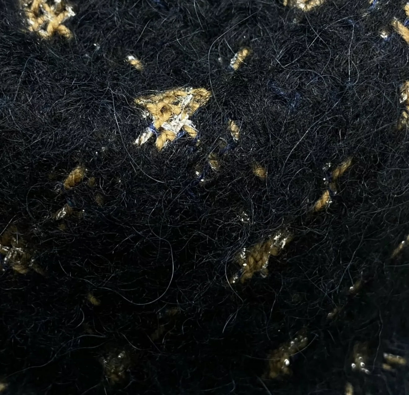 Chanel 19K Black 
Gold Wool tweed Fedora Hat